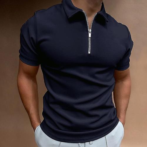 Polo De Couleur Unie Pour Hommes À Manches Courtes Col Rabattu Polo... on Productcaster.