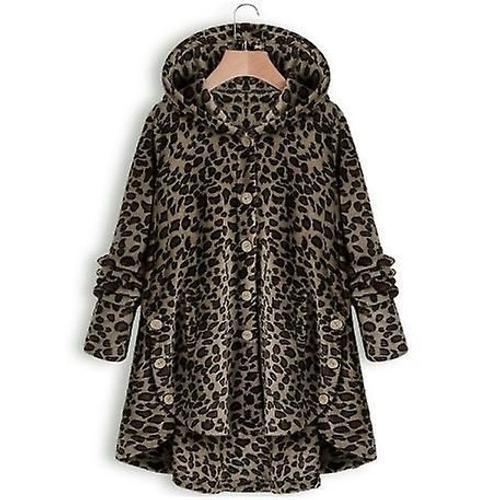 5XL veste femme mode bouton moelleux laine à capuche veste ample hi... on Productcaster.