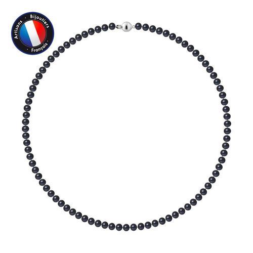 Perlinea - Collier - Perle D'eau Douce - Semi Ronde 5-6 Mm Black Ta... on Productcaster.