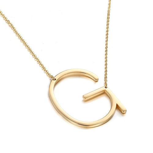 Grand Collier Initial Latéral Pour Femmes - Grand Collier De Lettre... on Productcaster.