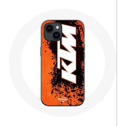 Coque Pour Iphone 14 Plus Ktm Logo Blanc Fond Orange on Productcaster.