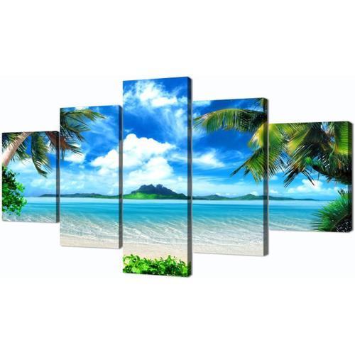 Paysage moderne plage océan peinture sur toile impression HD Pictur... on Productcaster.