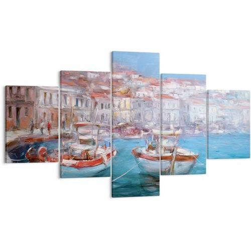 Art mural sur toile - Architecture de ville portuaire - Bateaux gre... on Productcaster.