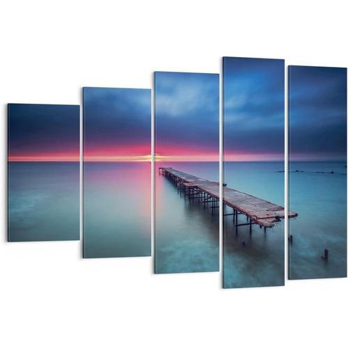 Art mural sur toile - Paysage mer, coucher de soleil, pont en bois ... on Productcaster.