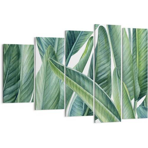 Impression sur toile murale avec feuilles vertes, plantes tropicale... on Productcaster.