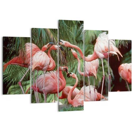 Art mural sur toile - Un troupeau de flamants roses - Oiseau nature... on Productcaster.