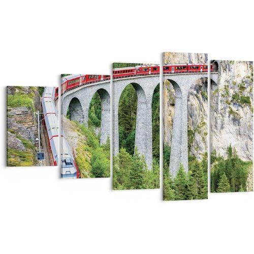 Impression sur toile murale avec pont ferroviaire, paysage de monta... on Productcaster.