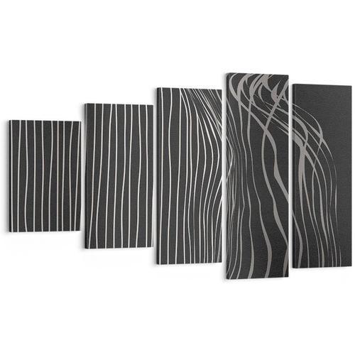 Art mural sur toile - Art abstrait - Lignes noires et blanches - Im... on Productcaster.