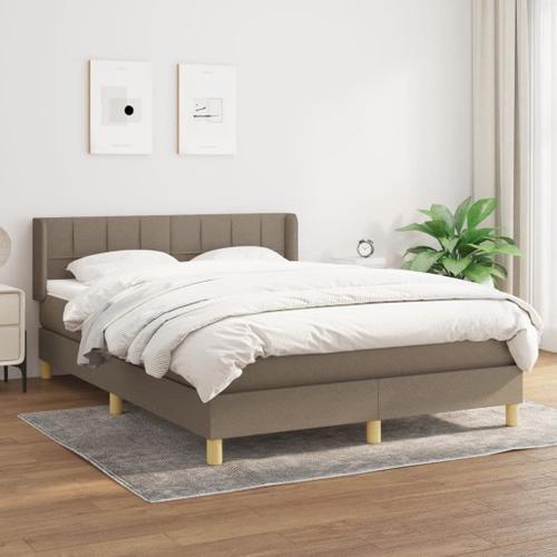 Vidaxl Lit À Sommier Tapissier Avec Matelas Taupe 140x190 Cm Tissu on Productcaster.