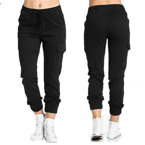 Pantalon Élastique Décontracté Pour Femme Noir L on Productcaster.