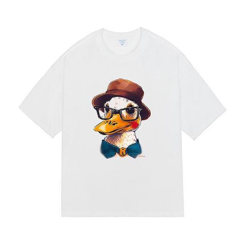 Homme M. Canard Imprimé Dessin Animé Manches Courtes Blanc S on Productcaster.