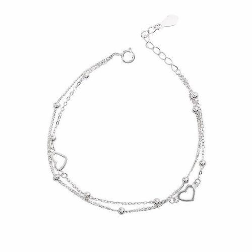 Bracelet Coeur Double Couche En Argent Sterling S925, Personnalité ... on Productcaster.