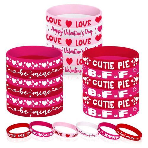 24 Pièces Cadeaux De Fête De La Saint-Valentin Bracelets En Silicon... on Productcaster.