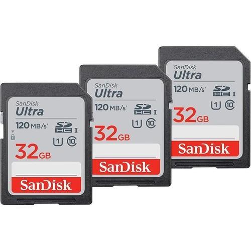 SanDisk - Lot de 3 cartes mémoire SDHC Ultra 32 Go, jusqu'à 120 Mo/... on Productcaster.