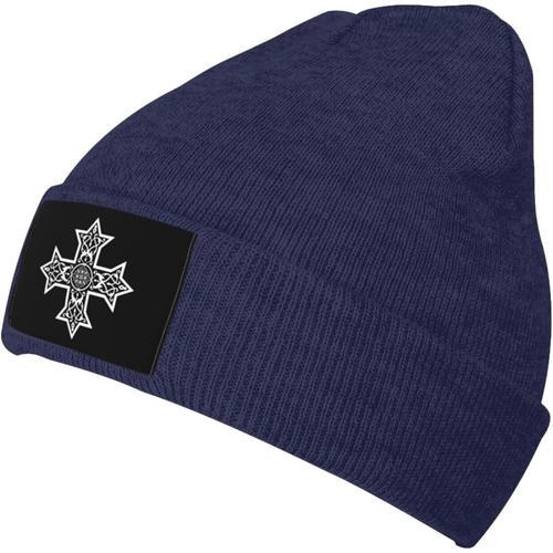 Bonnet Croix Copte Unisexe, Chapeau Tricoté Chaud D'hiver, Noir on Productcaster.