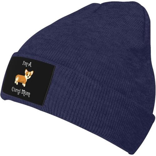 I'm A Corgi Mom Beanie Hat Unisexe Hiver Chaud Bonnet Tricoté Noir on Productcaster.