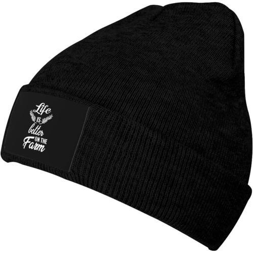 La Vie Est Meilleure À La Ferme Bonnet Tricoté Hiver Chaud Doux Uni... on Productcaster.