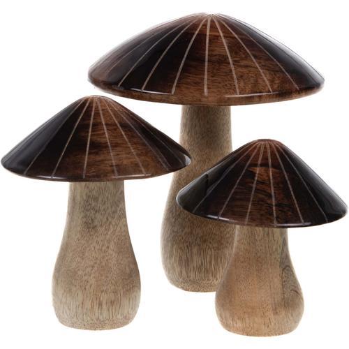 Champignons décoratifs en bois de manguier (Lot de 3) on Productcaster.