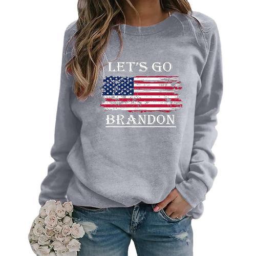 Femmes décontracté Let's Go Brandon motif imprimé pull sweat col ro... on Productcaster.