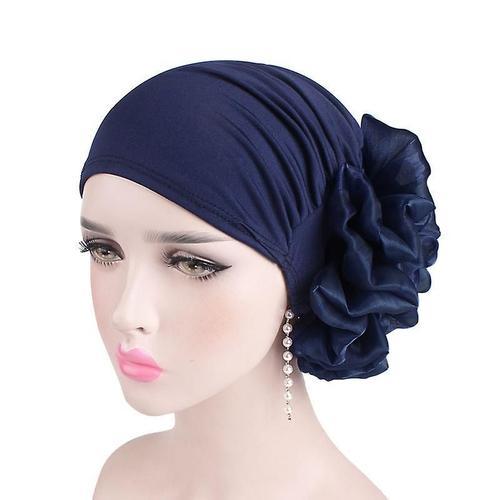 Femmes Turban Fleur Noeud Chapeau Écharpe Hijab Tête Wrap Cap Bleu ... on Productcaster.