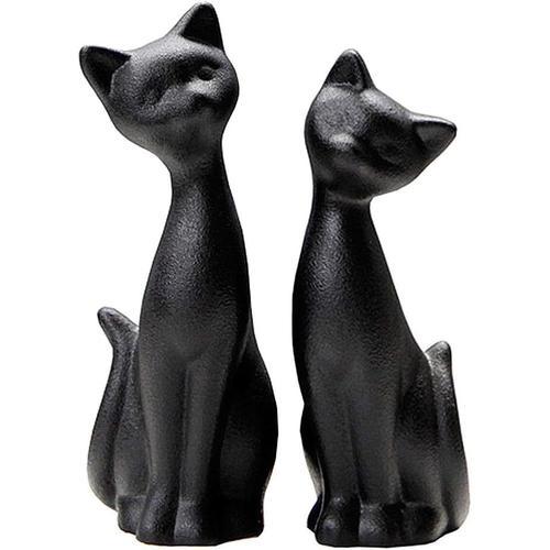 2 Pièces en Céramique Noir Chat Figurine Chat Couple Statue en Céra... on Productcaster.