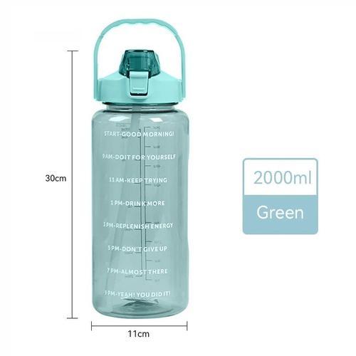 2l - Vert - Grande Bouteille D'eau Pour Le Dehors Avec Marqueur De ... on Productcaster.