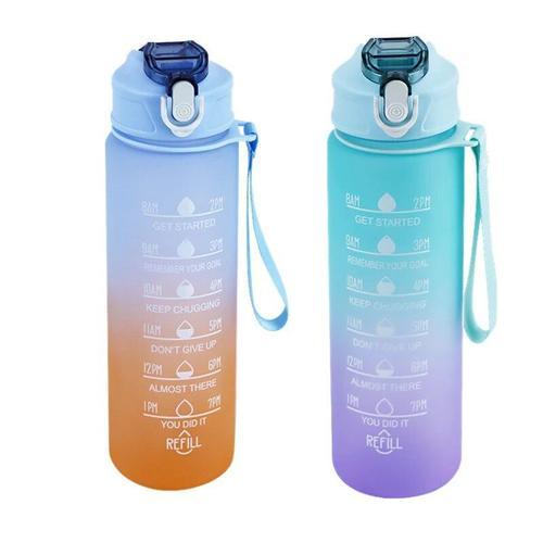 As The Picture - Bluegreen-2pcs - Bouteille D'eau De Sport De Motiv... on Productcaster.