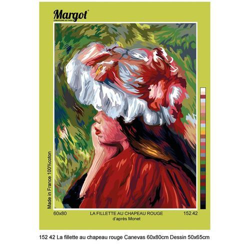 Canevas Margot La Fillette Au Chapeau Rouge De Monet 60x80 Cm on Productcaster.