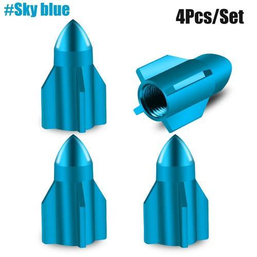 Bleu Ciel - Ensemble De 4 Bouchons De Tige De Valve De Pneu En Alum... on Productcaster.