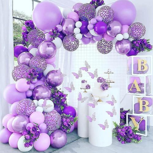 Kit D'arche De Ballons Violets, Guirlande De Ballons Blancs Violets... on Productcaster.