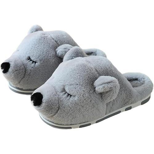 Pantoufles En Coton Ours Polaire Cartoon Gris (37 - 38) Taille on Productcaster.