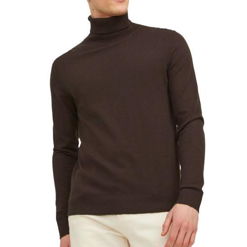 Pull Col Roulé Marron Foncé Homme Jack & Jones Roll on Productcaster.