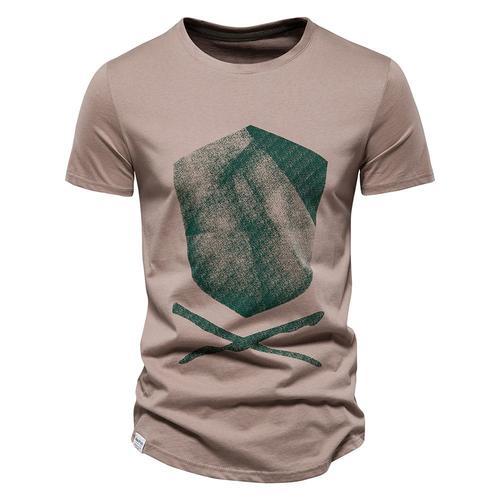 Aiopeson-T-Shirt À Manches Courtes En Coton Pour Homme,Col Rond,Déc... on Productcaster.