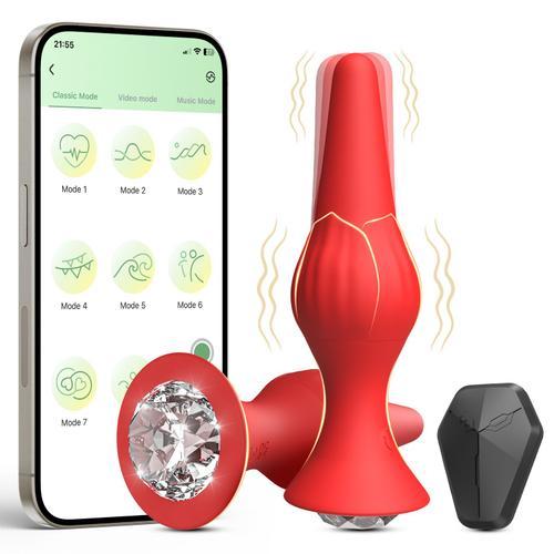 Plug Anal Rose App Silicone 9 Fréquences De Vibration Plug Anal Rec... on Productcaster.