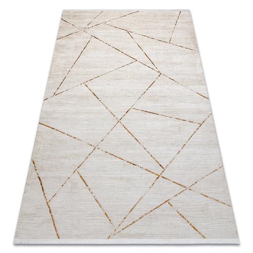 140x190 Cm Tapis Moderne Duke 51557 Crème / Or - Géométrique, Struc... on Productcaster.