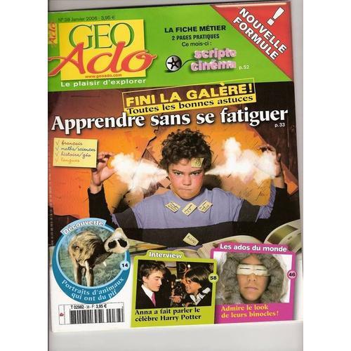 Geo Ado N° 38 : Apprendre Sans Se Fatiguer;Decouverte: Portrait D'a... on Productcaster.