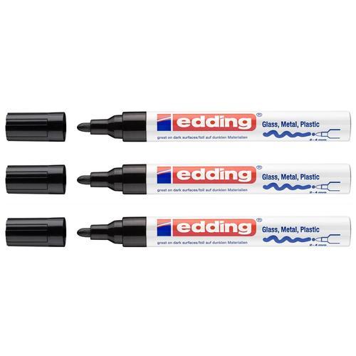 Edding Lot De 3 Marqueurs Peinture Brillante 750 Pointe Ronde Noir ... on Productcaster.