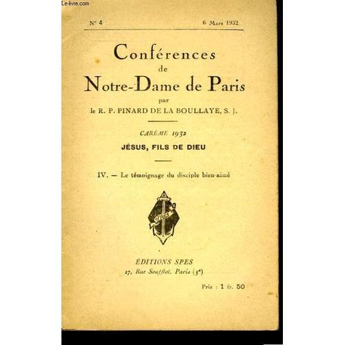 Conférences De Notre-Dame De Paris. N°Iv : Le Témoignage Du Discipl... on Productcaster.