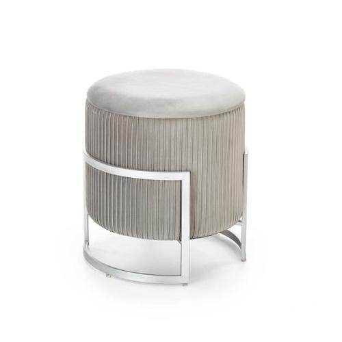 Pouf Rond En Velours Avec Rangement - Carellia - Gris Clair - Conte... on Productcaster.