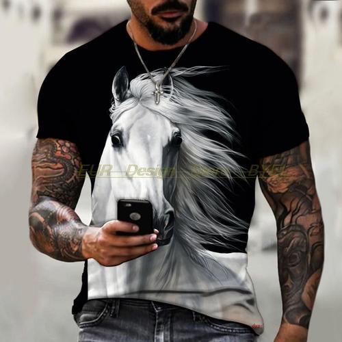 T-Shirt De Course De Cheval Imprimé En 3d Pour Hommes,Chemise De Ch... on Productcaster.