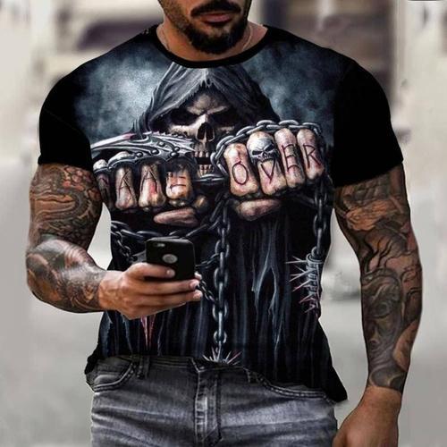 T-Shirt Graphique Tête De Mort Imprimé 3d Pour Hommes,Manches Court... on Productcaster.