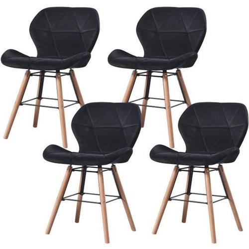 Lot De 4 Chaises Scandinave - Made4us - Louna - Velours - Noir - Pi... on Productcaster.