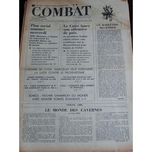 Combat, Du Samedi 2 Septembre 1972 N° 8747 : Plan Social Annoncé /... on Productcaster.