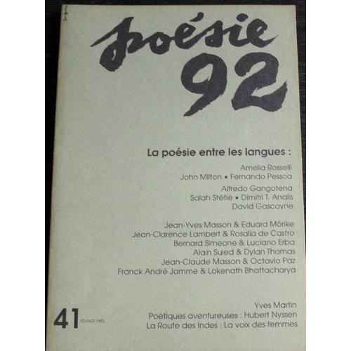 Poesie 92 (Pierre Seghers Fondateur) N° 41 : La Poésie Entre Les ... on Productcaster.