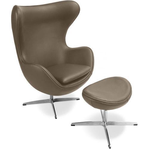 Bold Chair Avec Ottoman - Cuir Premium Taupe on Productcaster.