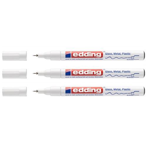 Edding Lot De 3 Marqueurs Peinture Brillante 780 Blanc Pointe Fine ... on Productcaster.