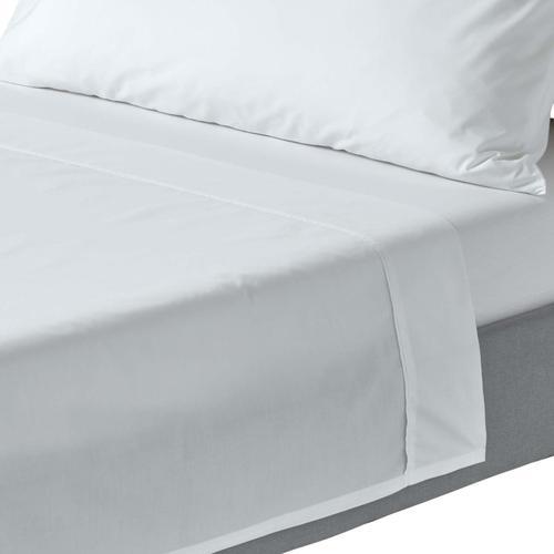 Drap Plat Uni 100% Coton Égyptien 200 Fils Coloris Blanc 270 X 300 Cm on Productcaster.