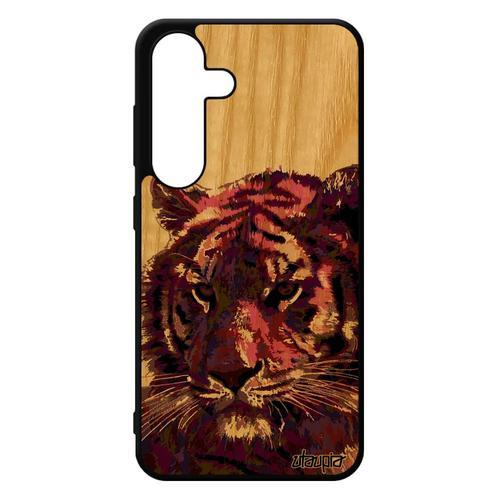 Coque Bois Silicone Samsung S24 Tigre Animaux Noir Design Bumper Ri... on Productcaster.