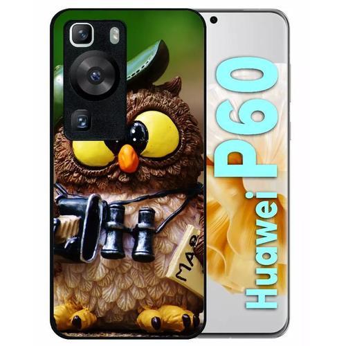 Coque Pour Huawei P60 - Chouette - Silicone - Noir on Productcaster.