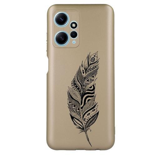 Coque Tpu Effet Metallique Dore Pour Redmi Note 12 4g Plumes Noir on Productcaster.